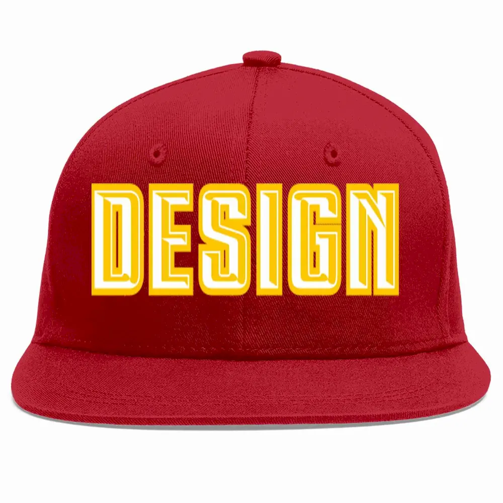 Custom Red White-Gray Flat Eaves Sport Baseball Cap Design for Men/Women/Youth