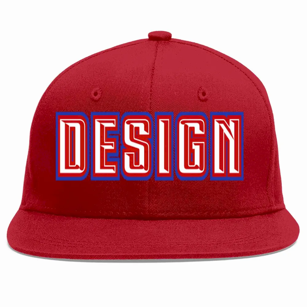 Custom Red White-Red Flat Eaves Sport Baseball Cap Design for Men/Women/Youth