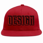 Custom Red Red-Black Flat Eaves Sport Baseball Cap Design for Men/Women/Youth
