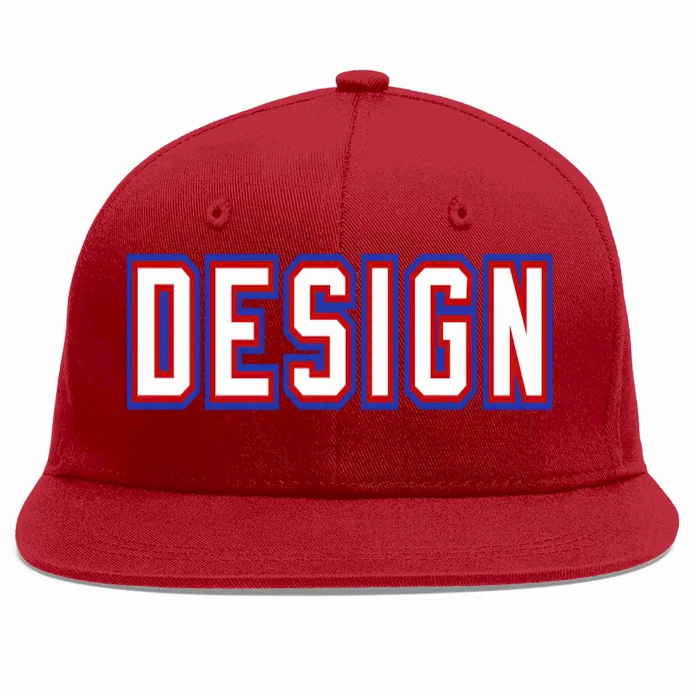 Custom Red White-Red Flat Eaves Sport Baseball Cap Design for Men/Women/Youth