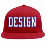Custom Red White-Royal Flat Eaves Sport Baseball Cap Design for Men/Women/Youth