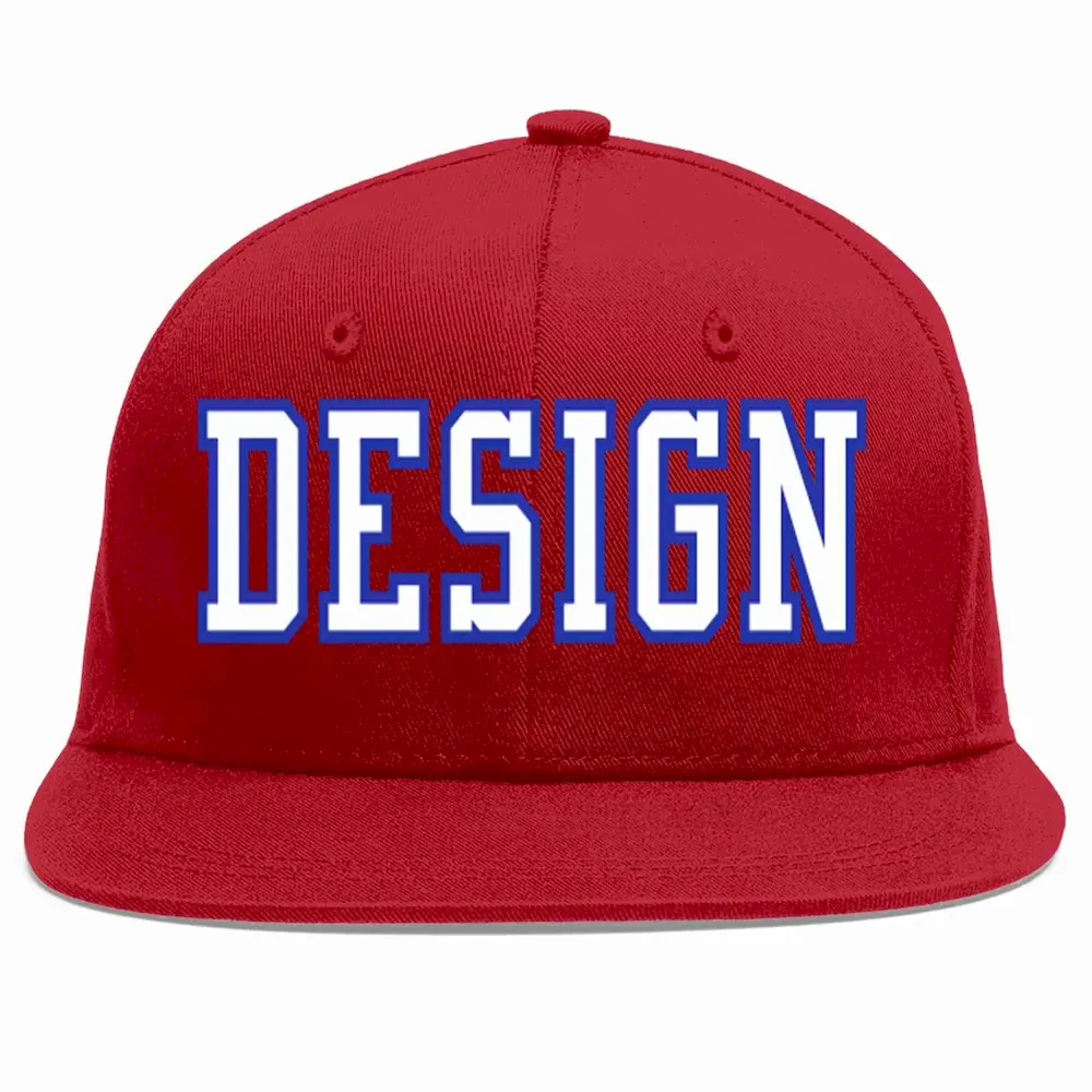 Custom Red White-Royal Flat Eaves Sport Baseball Cap Design for Men/Women/Youth