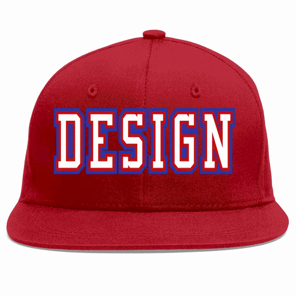 Custom Red White-Red Flat Eaves Sport Baseball Cap Design for Men/Women/Youth