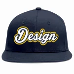 Custom Navy White-Navy Flat Eaves Sport Baseball Cap Design for Men/Women/Youth
