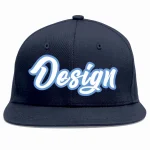 Custom Navy White-Light Blue Flat Eaves Sport Baseball Cap Design for Men/Women/Youth