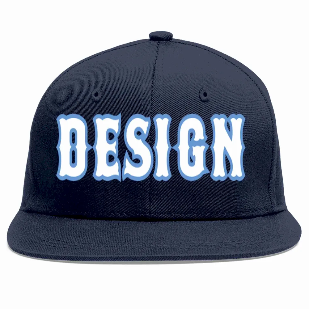 Custom Navy Gold-Navy Flat Eaves Sport Baseball Cap Design for Men/Women/Youth
