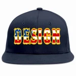 Custom Navy Vintage USA Flag-Gold Flat Eaves Sport Baseball Cap Design for Men/Women/Youth
