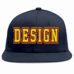 Custom Navy Vintage USA Flag-Gold Flat Eaves Sport Baseball Cap Design for Men/Women/Youth