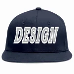 Custom Navy Gray-White Flat Eaves Sport Baseball Cap Design for Men/Women/Youth