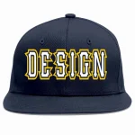 Custom Navy White-Navy Flat Eaves Sport Baseball Cap Design for Men/Women/Youth