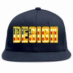 Custom Navy Vintage USA Flag-Gold Flat Eaves Sport Baseball Cap Design for Men/Women/Youth