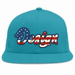 Custom Aqua Vintage USA Flag-Gold Flat Eaves Sport Baseball Cap Design for Men/Women/Youth