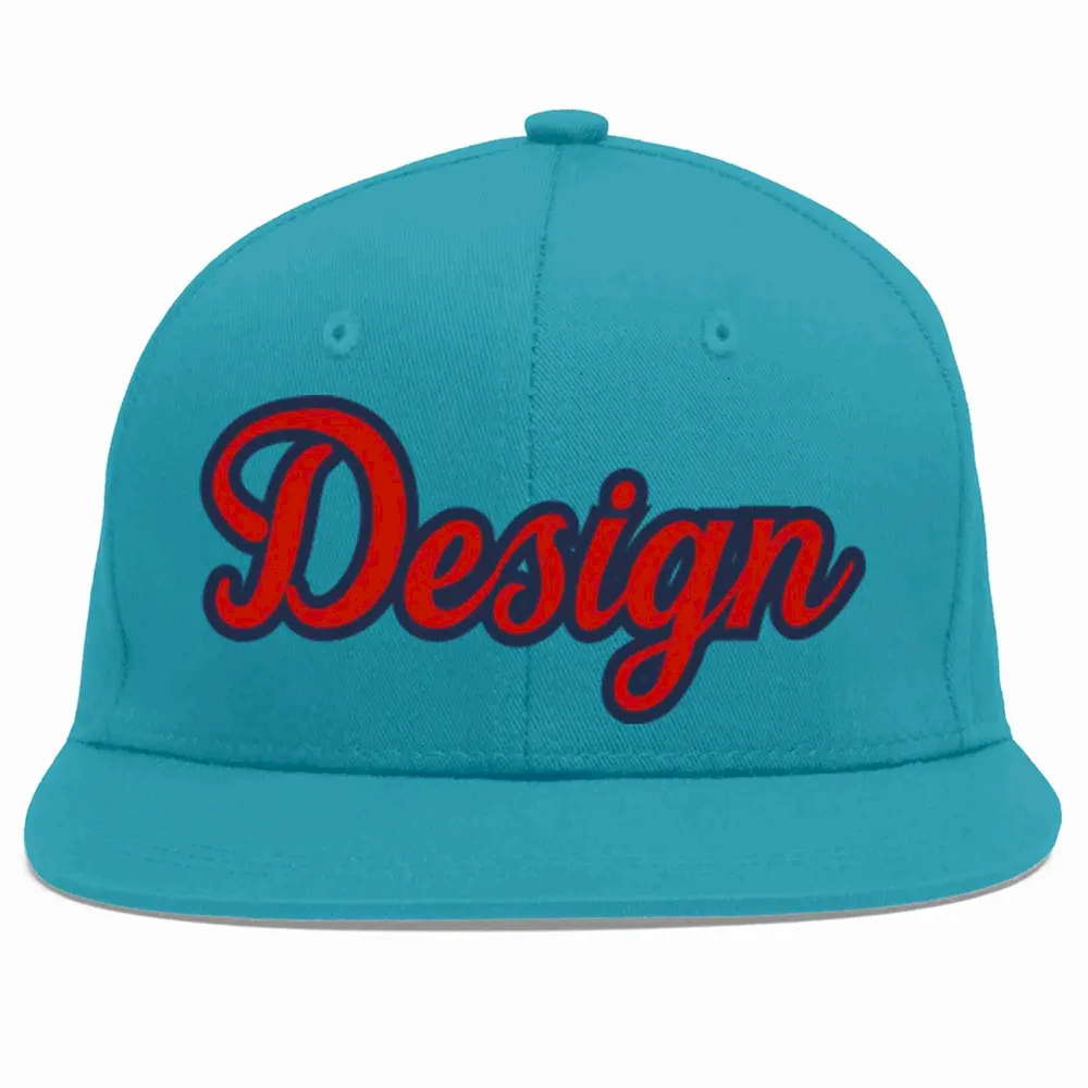 Custom Aqua White-Royal Flat Eaves Sport Baseball Cap Design for Men/Women/Youth