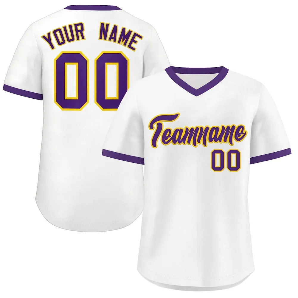 Custom White Red Classic Style V-Neck Authentic Pullover Baseball Jersey