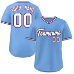 Custom Light Blue White Classic Style V-Neck Authentic Pullover Baseball Jersey