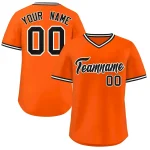 Custom Orange Classic Style V-Neck Authentic Pullover Baseball Jersey