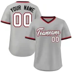Custom Gray White-Black Classic Style V-Neck Authentic Pullover Baseball Jersey
