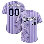 Custom Purple Black Hawaii Tropical Flower Stripe Fashion Baseball Jersey