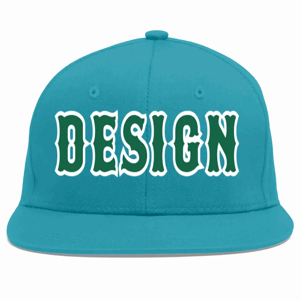 Custom Aqua Vintage USA Flag-Gold Flat Eaves Sport Baseball Cap Design for Men/Women/Youth