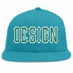 Custom Aqua Kelly Green-White Flat Eaves Sport Baseball Cap Design for Men/Women/Youth