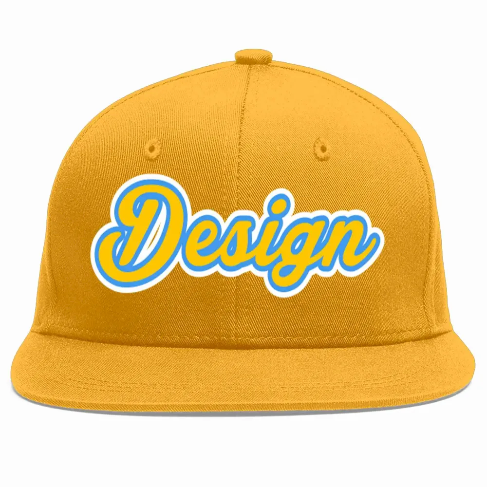 Custom Gold Black-Gold Flat Eaves Sport Baseball Cap Design for Men/Women/Youth