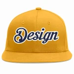 Custom Gold Green-White Flat Eaves Sport Baseball Cap Design for Men/Women/Youth