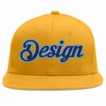 Custom Gold Navy-Light Blue Flat Eaves Sport Baseball Cap Design for Men/Women/Youth