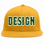 Custom Gold Green-White Flat Eaves Sport Baseball Cap Design for Men/Women/Youth