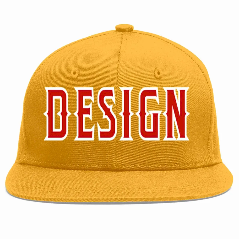 Custom Gold Black-White Flat Eaves Sport Baseball Cap Design for Men/Women/Youth