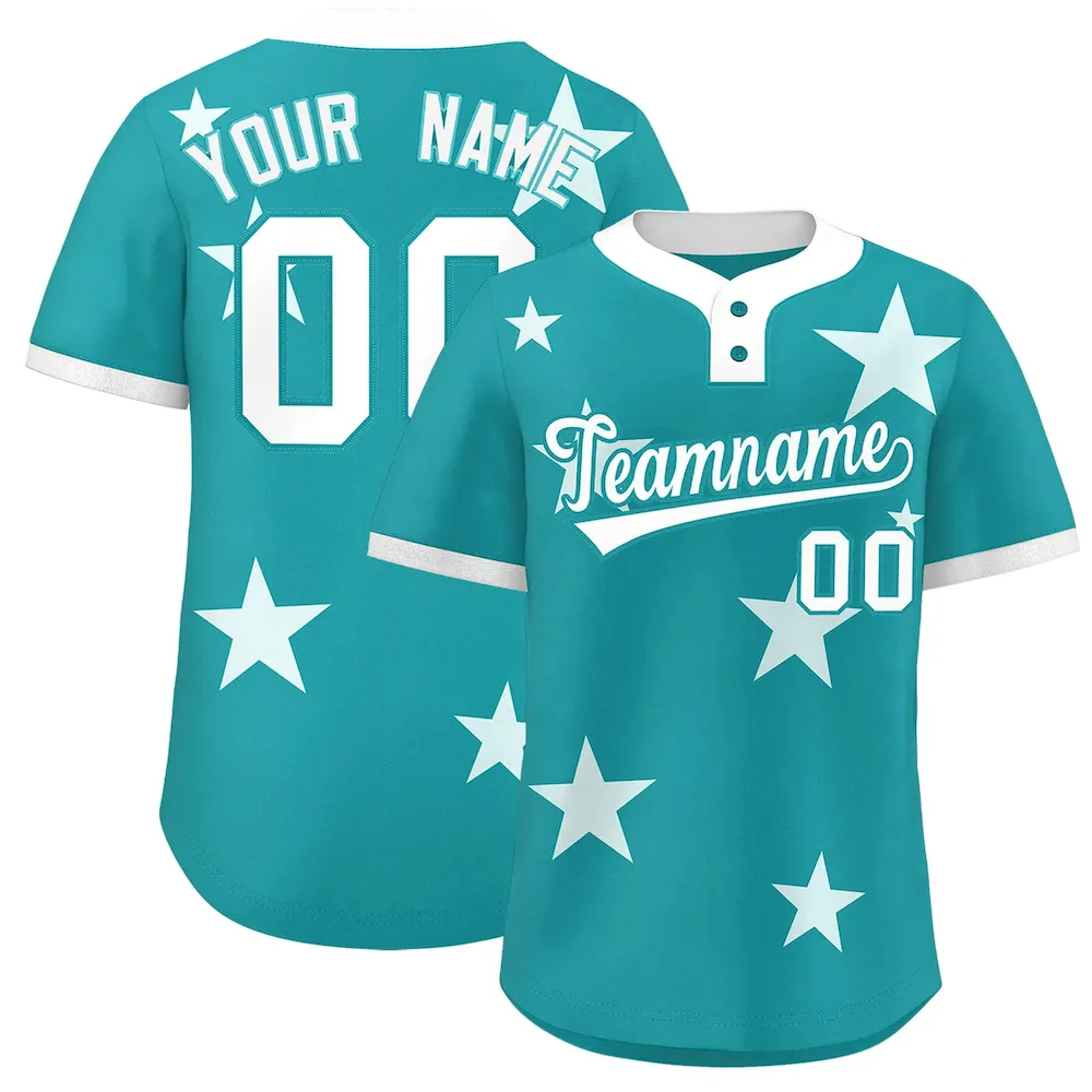 Custom Royal Red Personalized Star Graffiti Pattern Authentic Two-Button Baseball Jersey