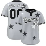 Custom Gray Royal Personalized Star Graffiti Pattern Authentic Two-Button Baseball Jersey