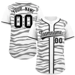 Custom White Black Zebra Stripes Graffiti Pattern Authentic Baseball Jersey