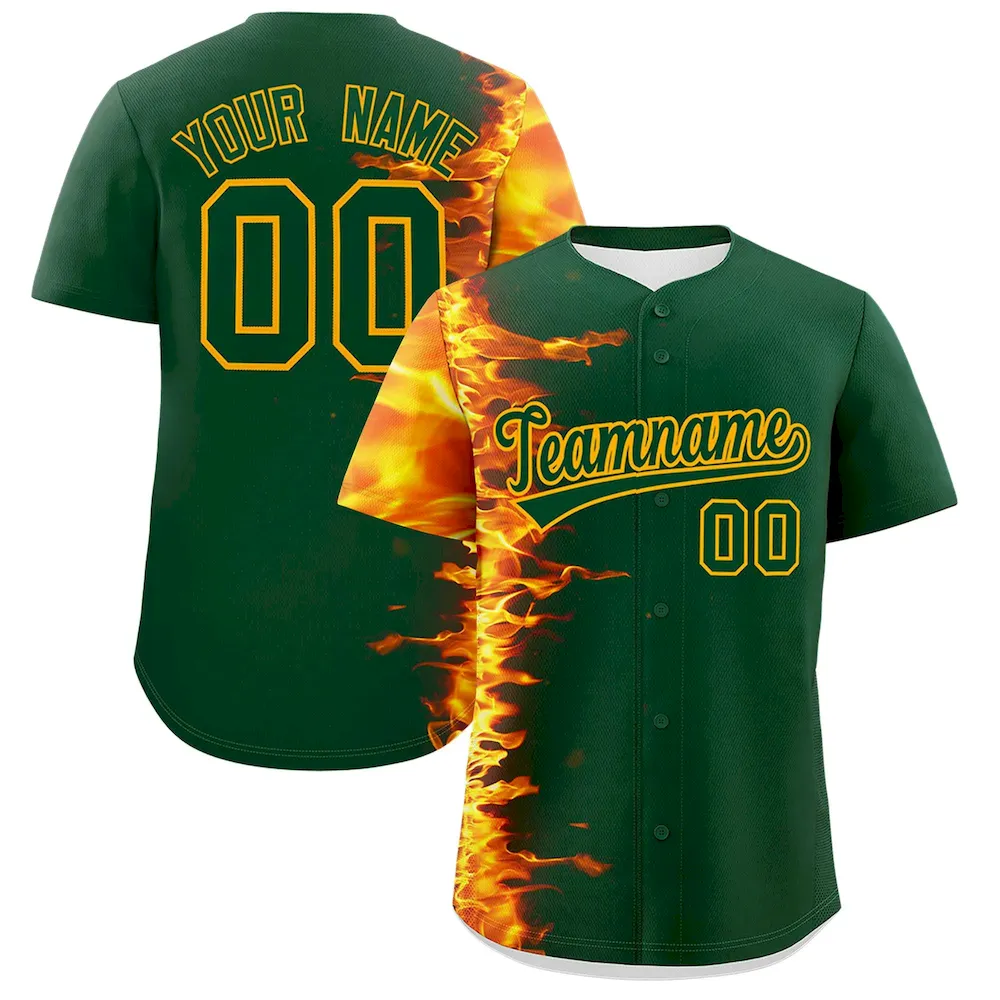 Custom Orange Personalized 3D Flame Design Authentic Baseball Jersey