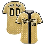 Custom Old Gold Black-White Personalized Plaid Design Authentic Baseball Jersey