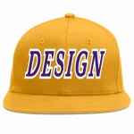 Custom Gold purple-White Flat Eaves Sport Baseball Cap Design for Men/Women/Youth