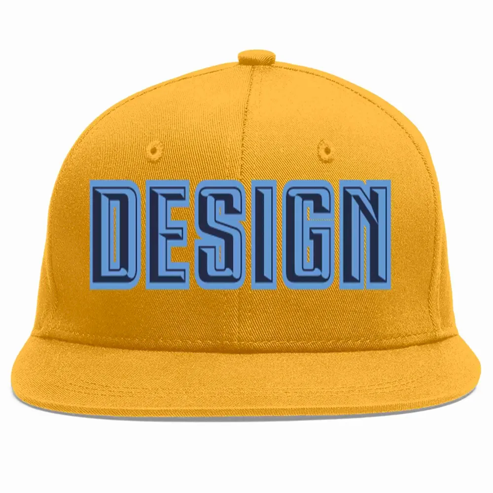 Custom Gold Vintage USA Flag-Gold Flat Eaves Sport Baseball Cap Design for Men/Women/Youth