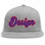 Custom Gray Royal-Red Flat Eaves Sport Baseball Cap Design for Men/Women/Youth