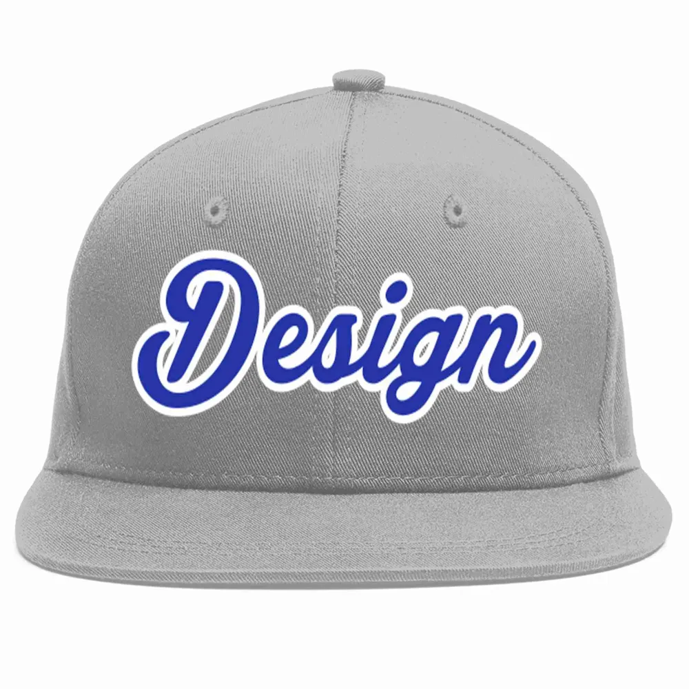 Custom Gray White-Red Flat Eaves Sport Baseball Cap Design for Men/Women/Youth