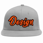 Custom Gray Orange-Black Flat Eaves Sport Baseball Cap Design for Men/Women/Youth