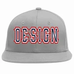 Custom Gray Navy-White Flat Eaves Sport Baseball Cap Design for Men/Women/Youth