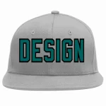 Custom Gray Aqua-Black Flat Eaves Sport Baseball Cap Design for Men/Women/Youth