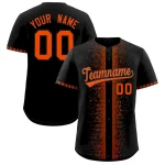 Custom Black Orange Personalized Phonetic Rhythm Authentic Baseball Jersey