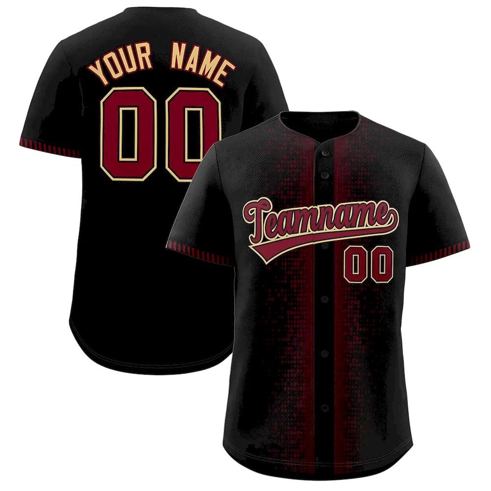 Custom Black Crimson Personalized Phonetic Rhythm Authentic Baseball Jersey