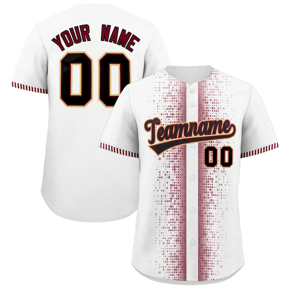 Custom White Crimson Personalized Phonetic Rhythm Authentic Baseball Jersey