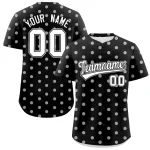 Custom Black White Personalized Polka Dot Graffiti Pattern Authentic Baseball Jersey