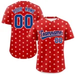 Custom Red White Personalized Polka Dot Graffiti Pattern Authentic Baseball Jersey
