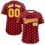 Custom Crimson Gold Personalized Polka Dot Graffiti Pattern Authentic Baseball Jersey