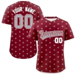 Custom Crimson Gray Personalized Polka Dot Graffiti Pattern Authentic Baseball Jersey