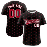Custom Black Red Personalized Polka Dot Graffiti Pattern Authentic Baseball Jersey