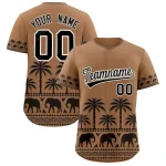 Custom Light Brown Black Graffiti Pattern Personalized Bossinia Style Authentic Baseball Jersey